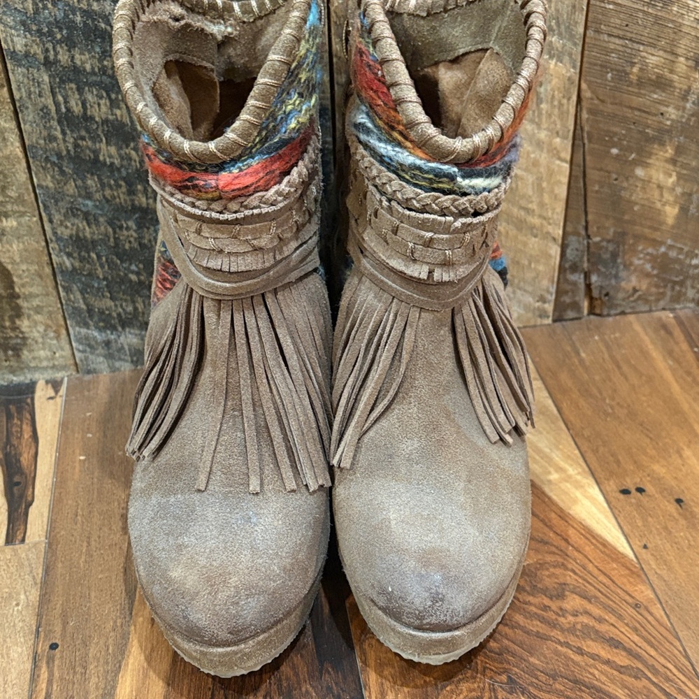 Naughty Monkey Multicolor Fringed Heeled Boots - Picture 3 of 12